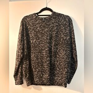 Athleta Studio to Street Black Leopard Crewneck Sweatshirt Sz S